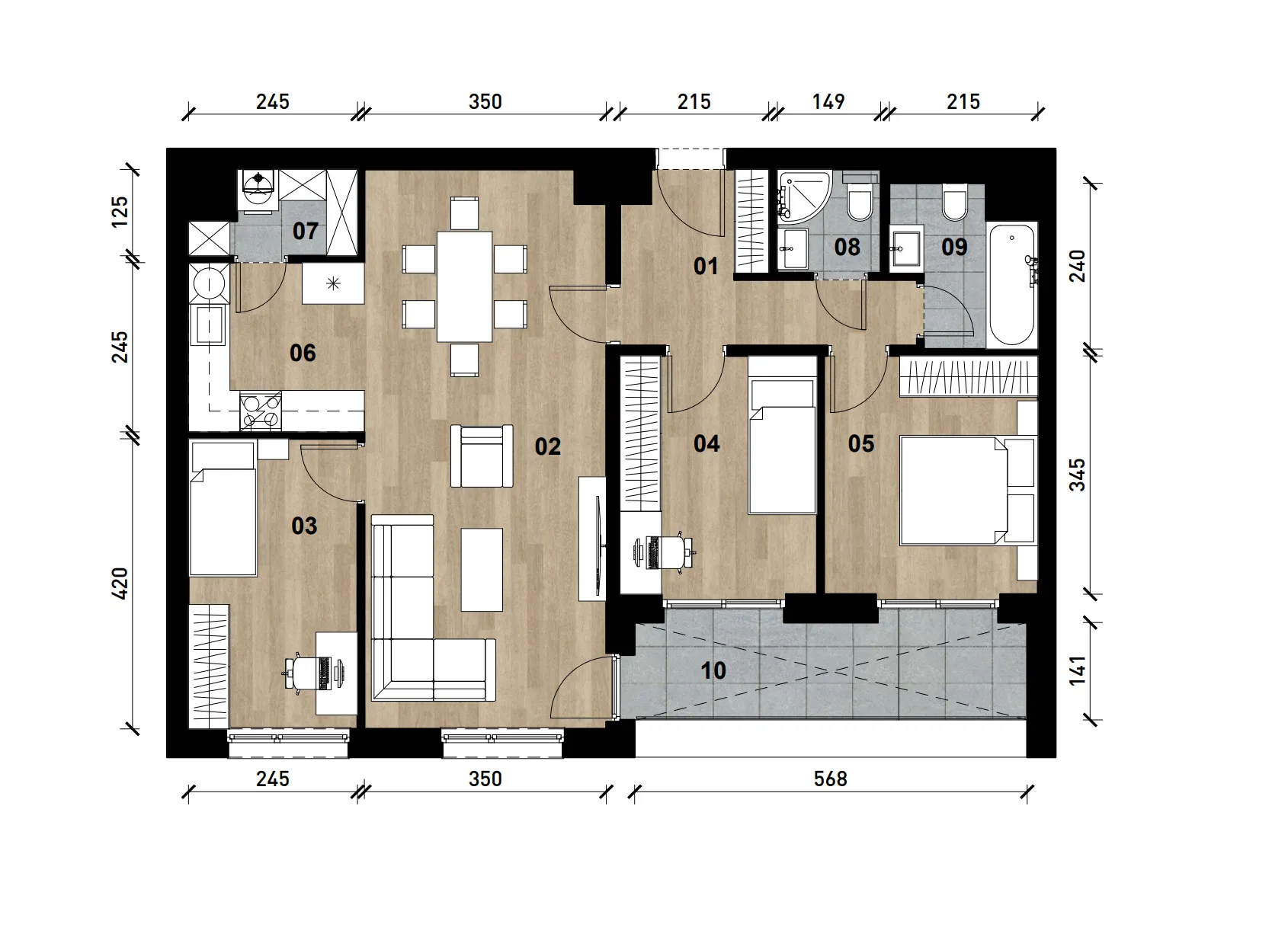 zagreb, črnomerec, vrhunska novogradnja, četverosoban apartman površine 89,10 m² - slika 6