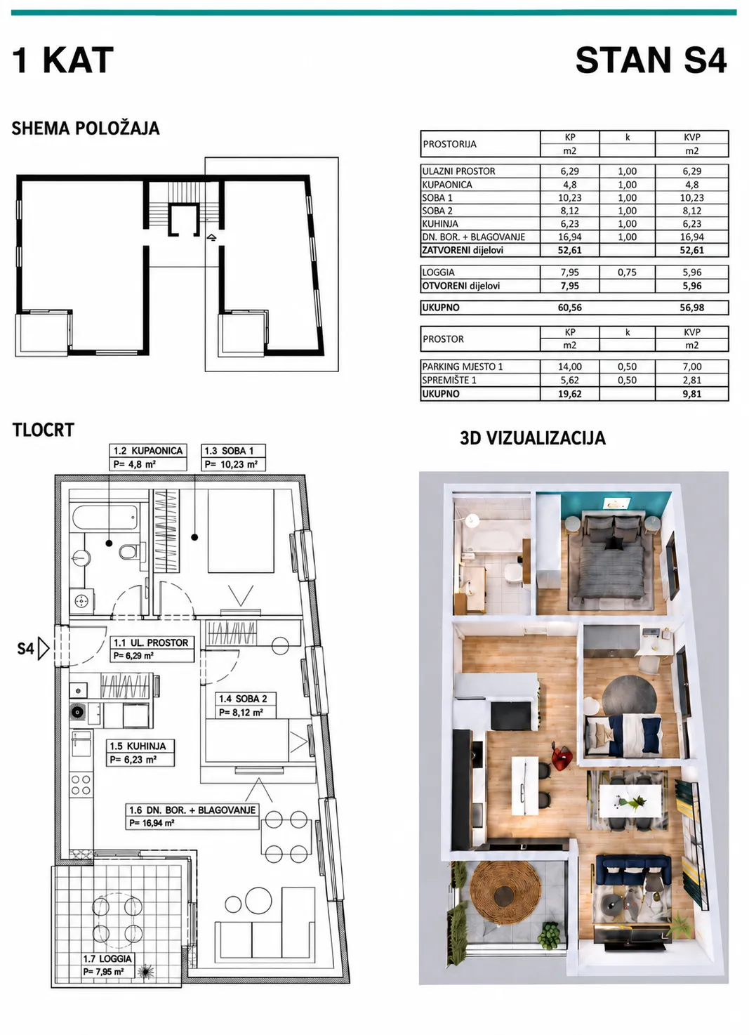 zagreb, jordanovac, moderan trosoban stan površine 66,79 m² - slika 15