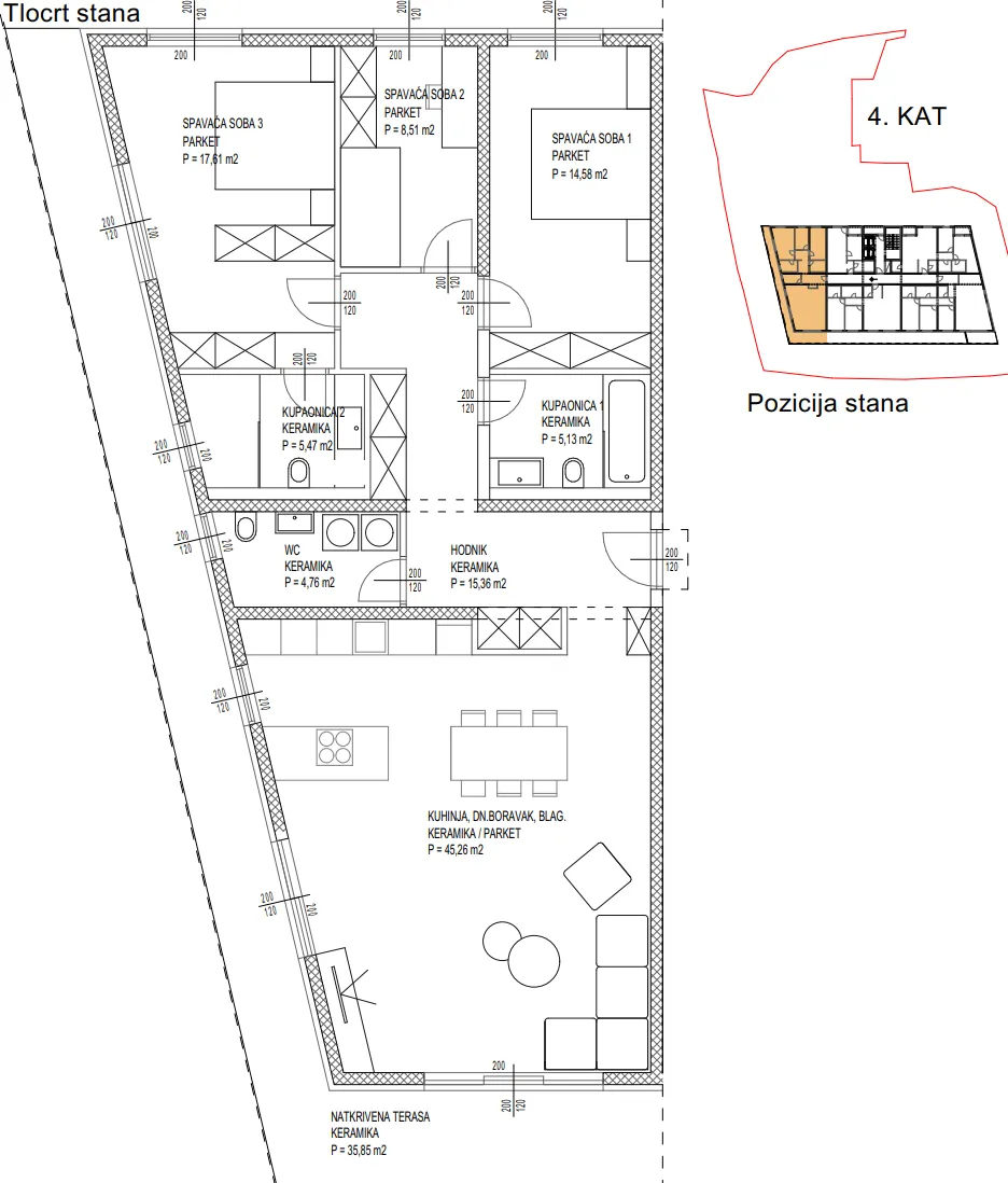 zadar, vruljica, luksuzni trosoban stan s terasom, novogradnja, 134,61 m² - slika 11