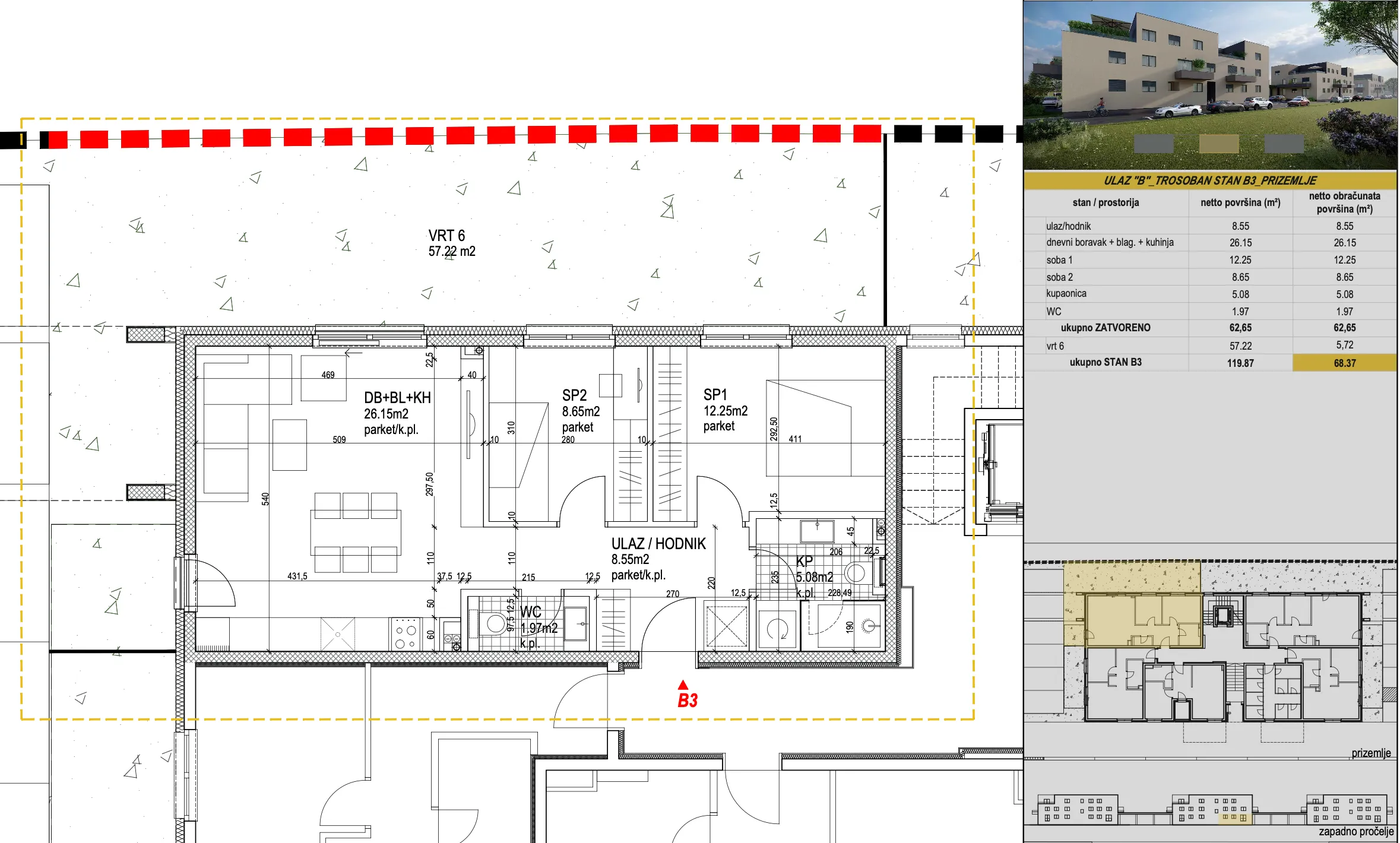 zagreb, sveta klara, klara living, trosoban stan 73.23 m², vrt, novogradnja - slika 15