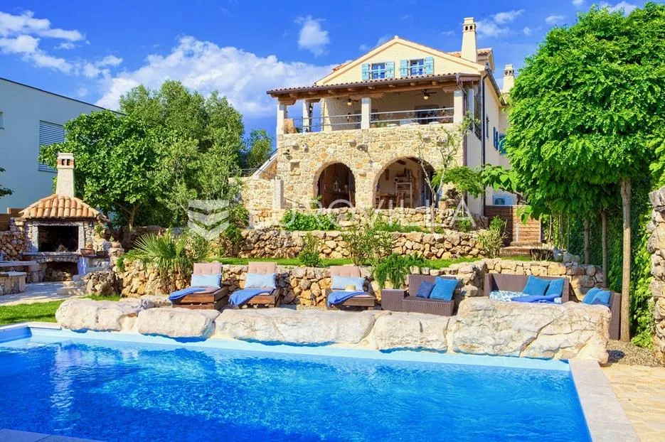 otok krk, malinska, sveti vid, prekrasna mediteranska vila s bazenom - slika 27