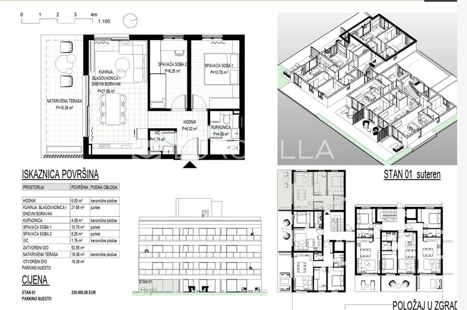 trogir, okrug gornji – apartman s1 u izgradnji neto korisne površine 60,74 m2 - slika 14