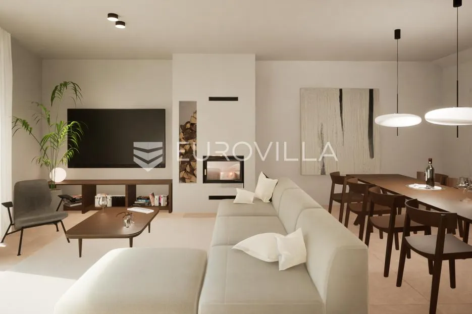 Pag, Mandre, luksuzno moderna vila 2, u nizu s bazenom i pogledom na more 130 m²