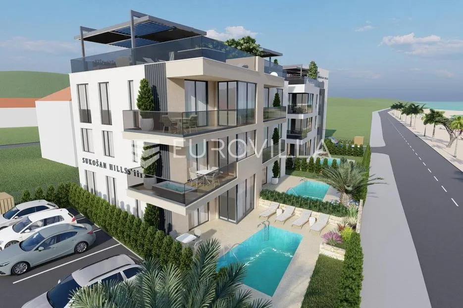 zadar, sukošan, penthouse s krovnom terasom, prvi red uz more, 132,32 m² - slika 2