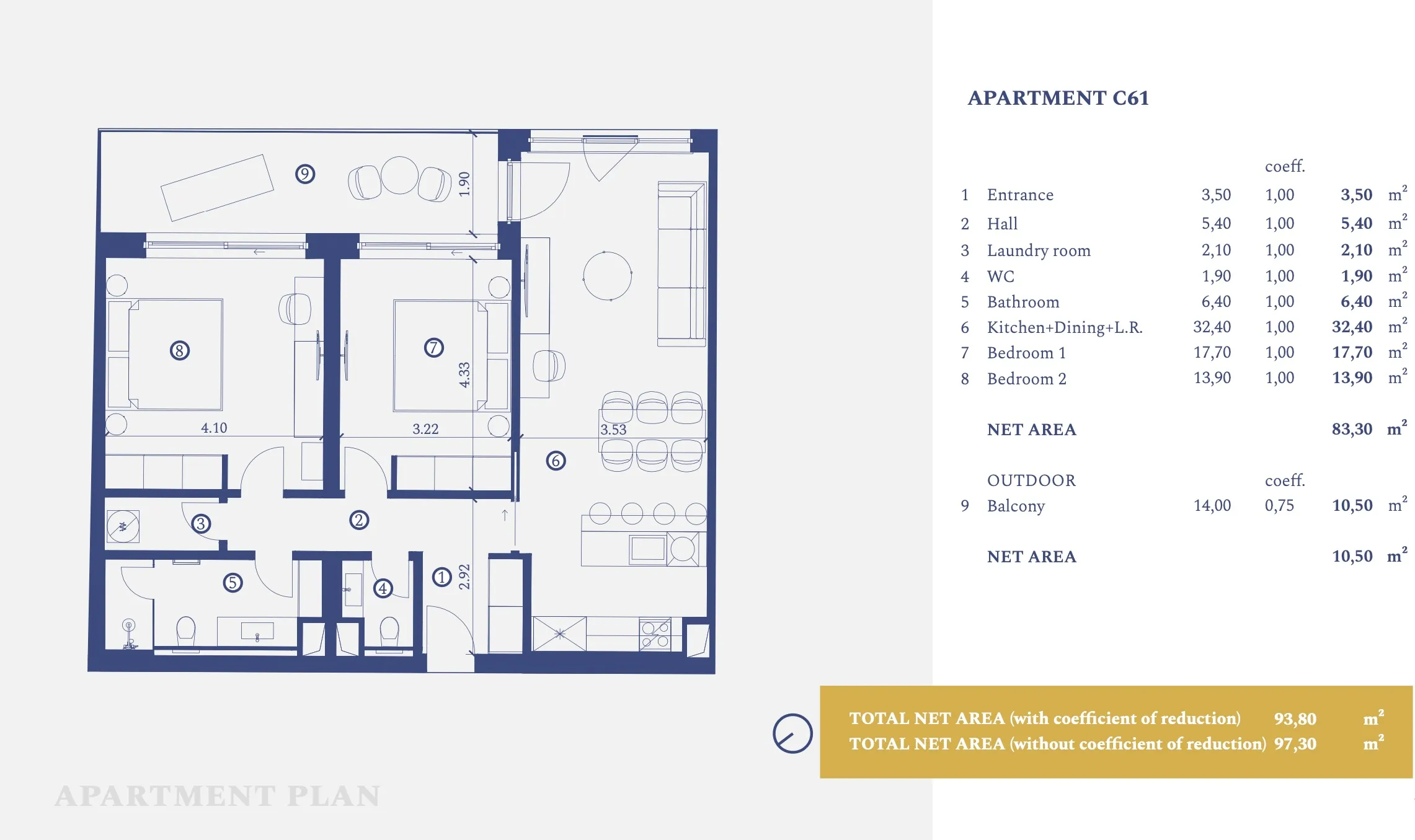 istra, savudrija, petram resort, apartman na trećem katu s dvije spavaće sobe 97.30 m² - slika 18
