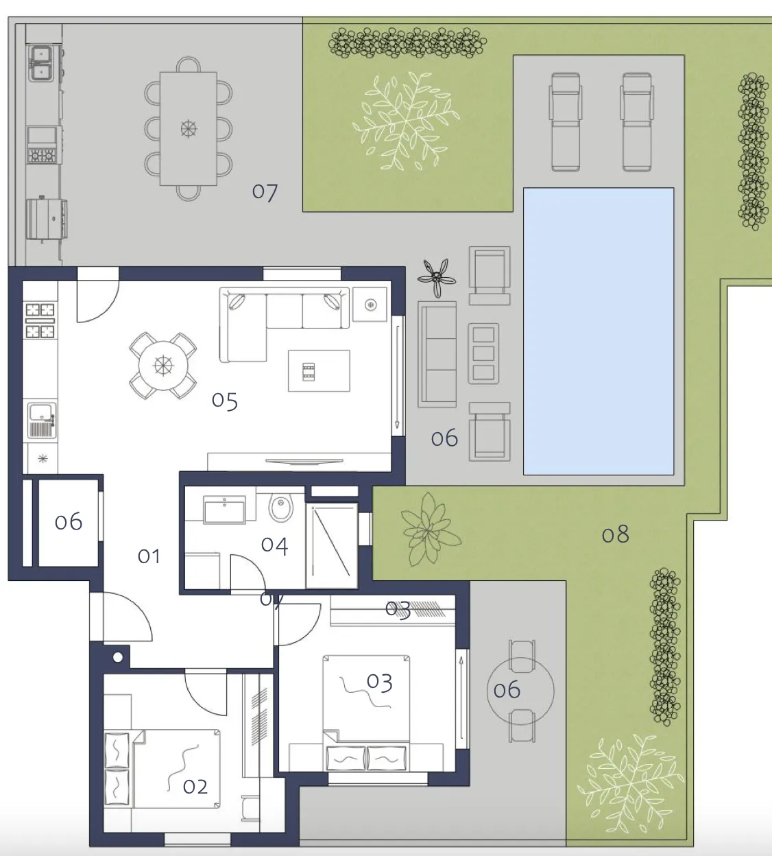 istra, premantura, luksuzni trosobni stanu u prizemlju s bazenom, 95 m², 500 od mora - slika 14