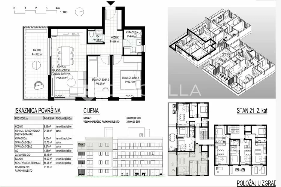 trogir, okrug gornji – apartman s21 na trećem katu neto korisne površine 76,65 m2 - slika 14