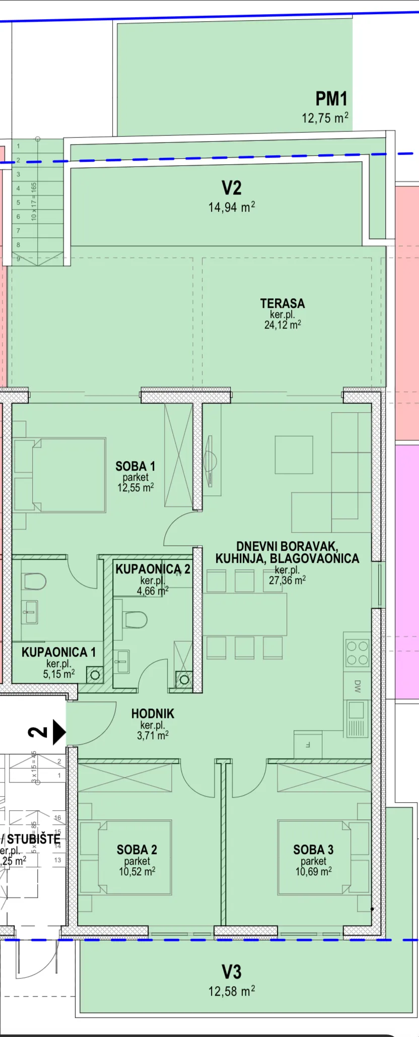 pag, povljana, trosoban stan s vrtom 180 m od mora, s2 - slika 24