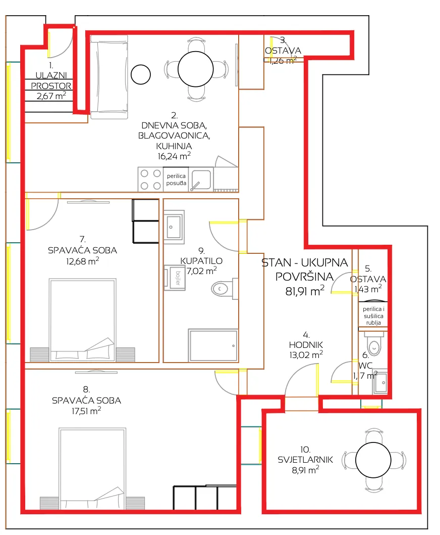 zagreb, kumičićeva, prekrasan trosoban stan, 76 m² - slika 8