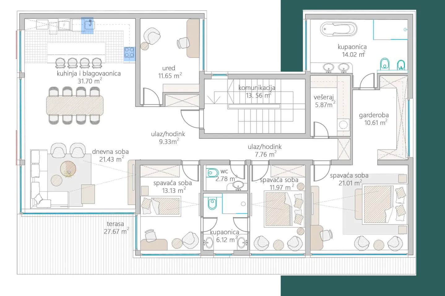 osijek, retfala nova, ekskluzivan peterosoban stan površine 195 m² u vrhunskoj novogradnji - slika 7