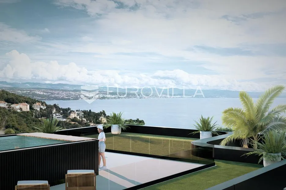 Opatija, Ičići, penthouse u elitnoj novogradnji s prostranom terasom i bazenom - Ičići, Opatija