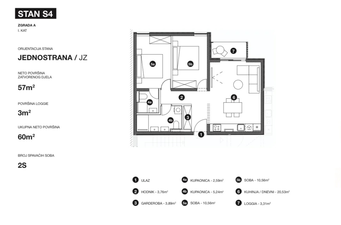 hvar, vrboska, dvosoban stan u novogradnji neto korisne površine 59.61 m² - slika 10