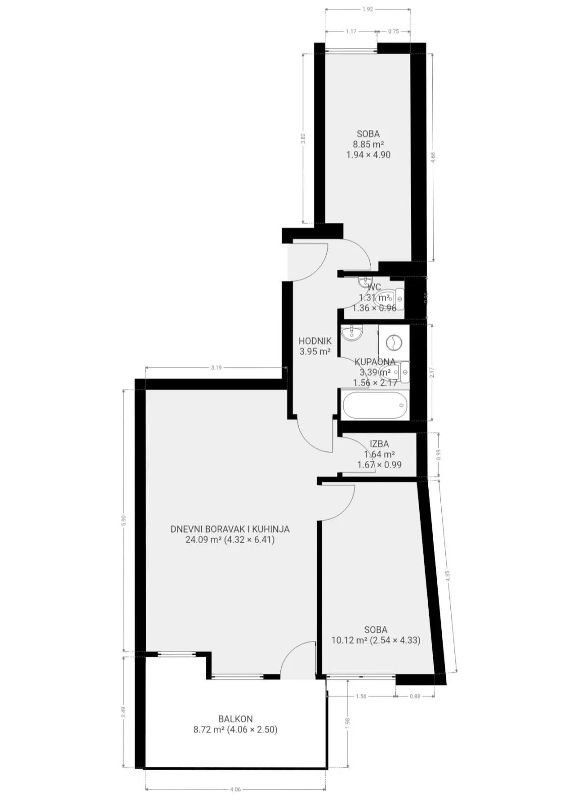 zagreb, trešnjevka, prekrasan trosoban stan 68 m², loggia - slika 8