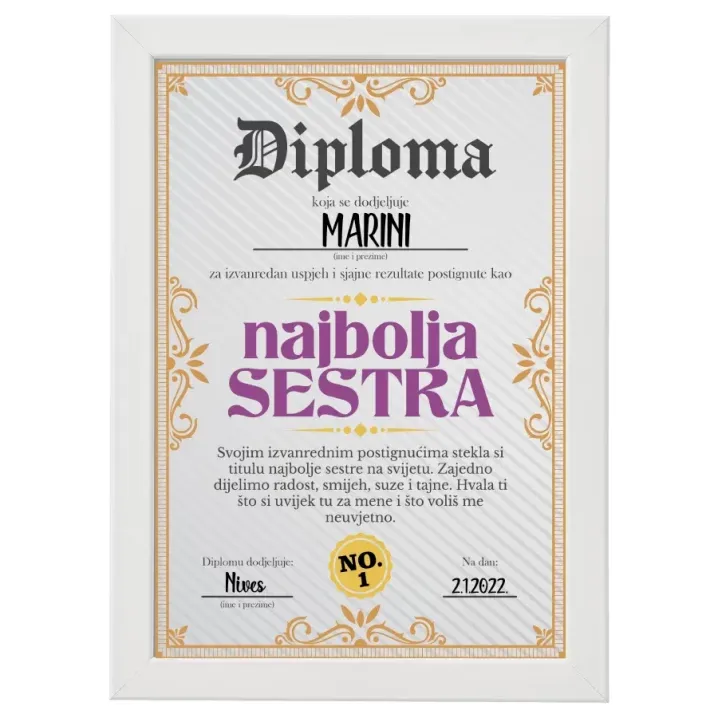 Diploma za najbolju sestru - Osijek