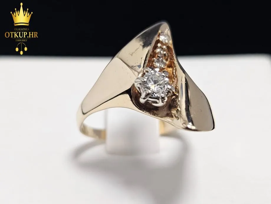 ZLATNI PRSTEN S DIJAMANTIMA 0.16ct 14K / R1, RATE ! - Zagreb