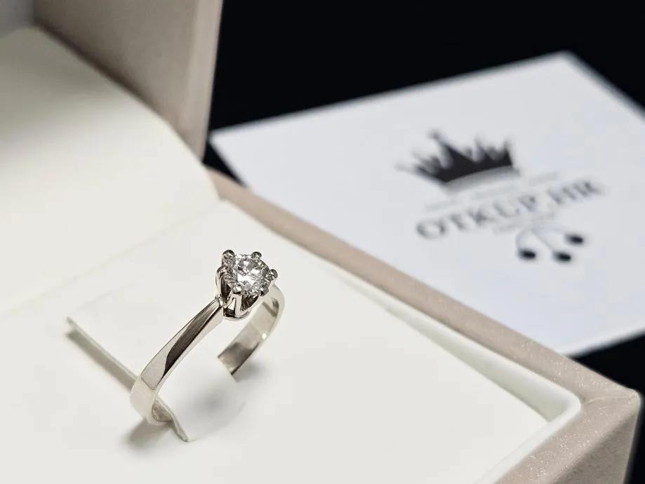 zlatni prsten s dijamantom 0.35ct 14k / r1, rate ! - slika 4