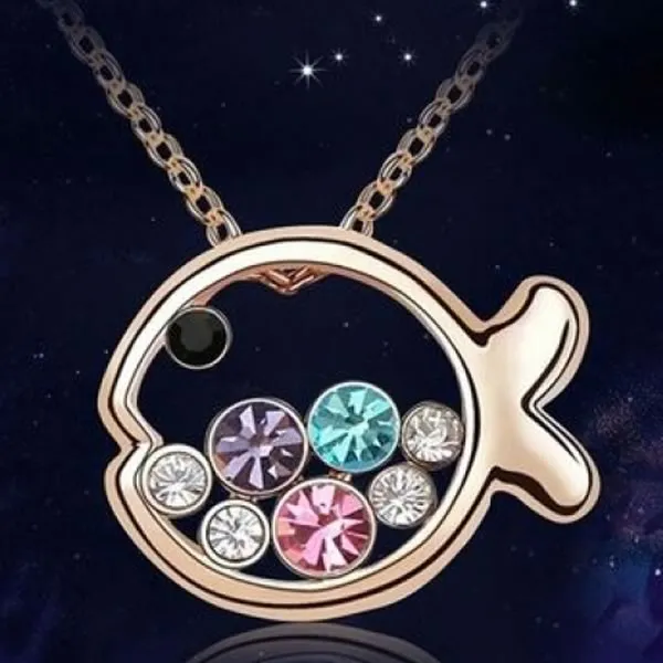 kristalna ogrlica small fish austrian rhinestone - slika 3