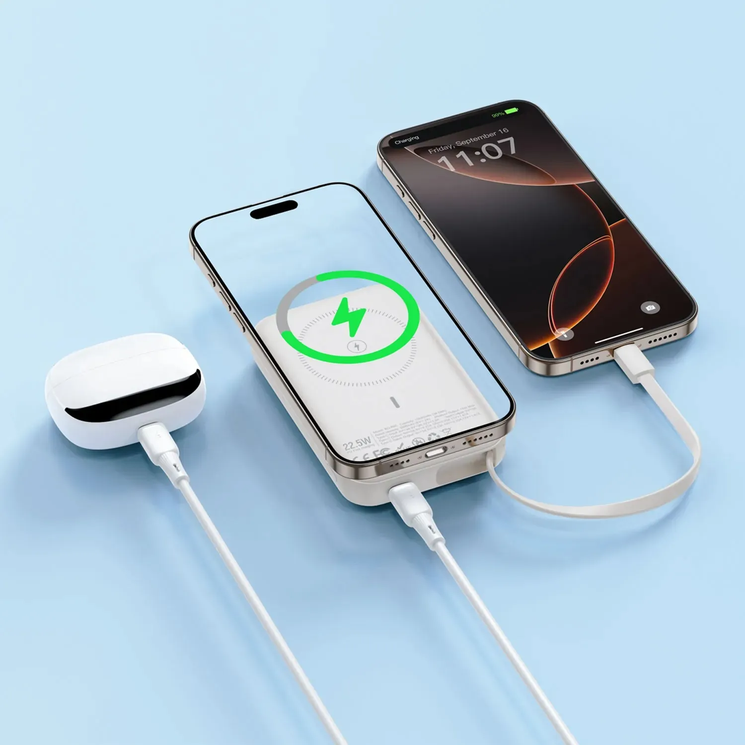 bwoo 10000 mah magnetska prijenosna baterija s ugrađenim kabelom za punjenje - slika 4