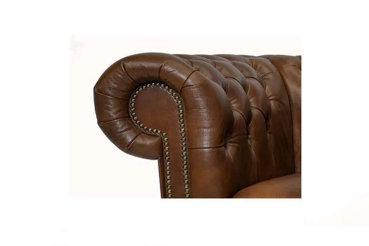 chesterfield dvosjed class leather | 2-sjedišta | cloudy brown light - slika 3
