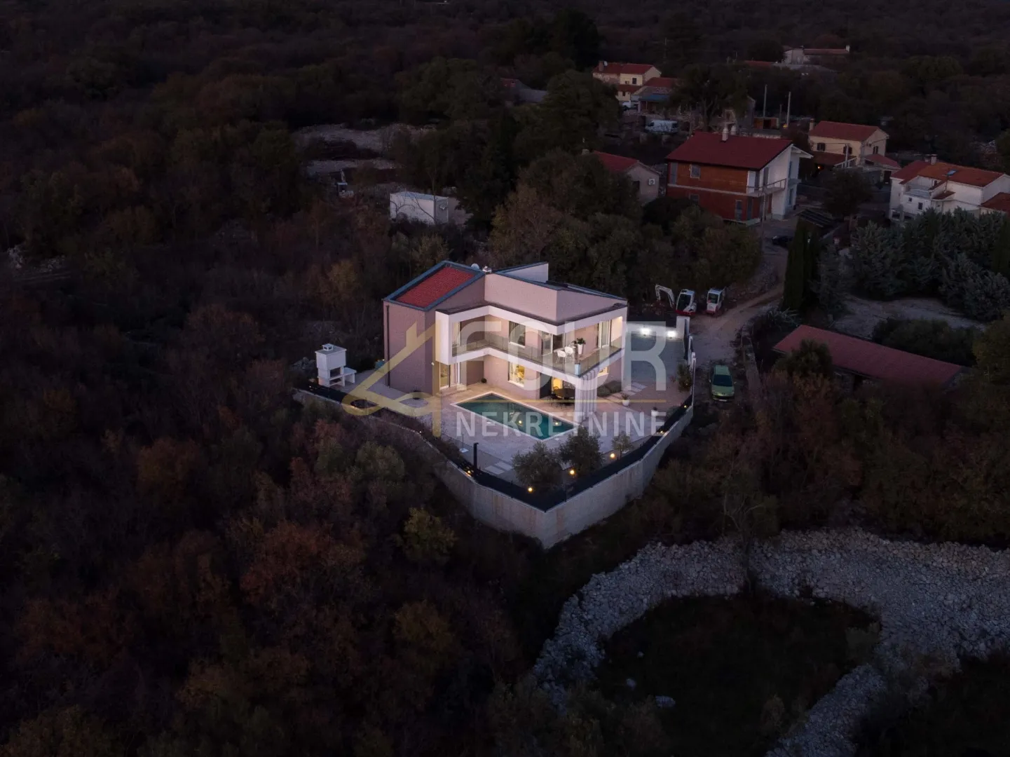 otok krk, vrbnik - okolica, samostojeća kuća s bazenom - slika 45