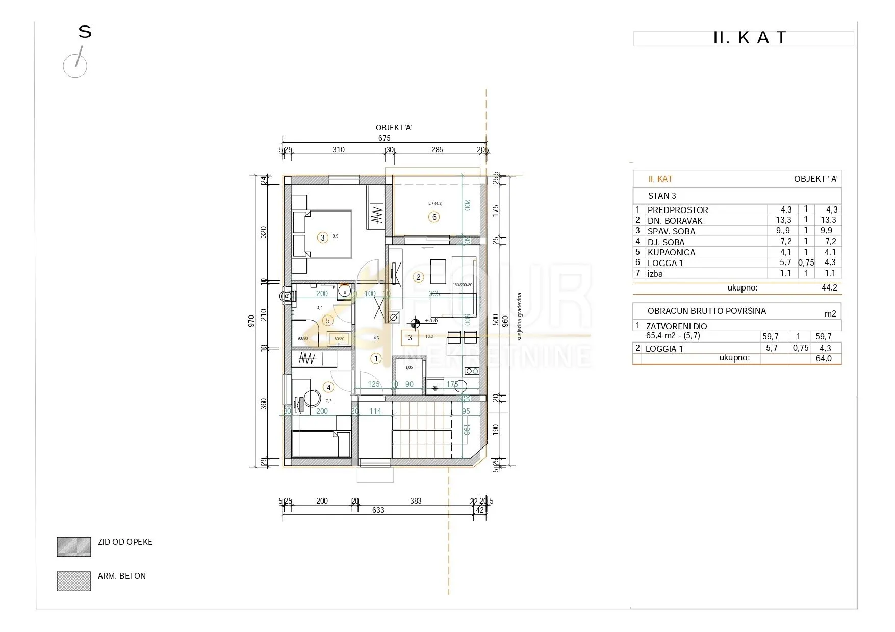 otok krk, šilo, novogradnja, 44.20m2, 1s+db, lođa, pogled na more - slika 21