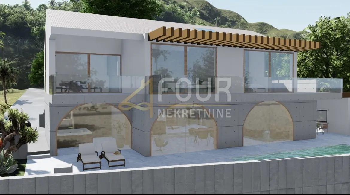Otok Krk - Malinska, građevinsko zemljište 611m2 za vilu s bazenom - Malinska, Malinska-Dubašnica