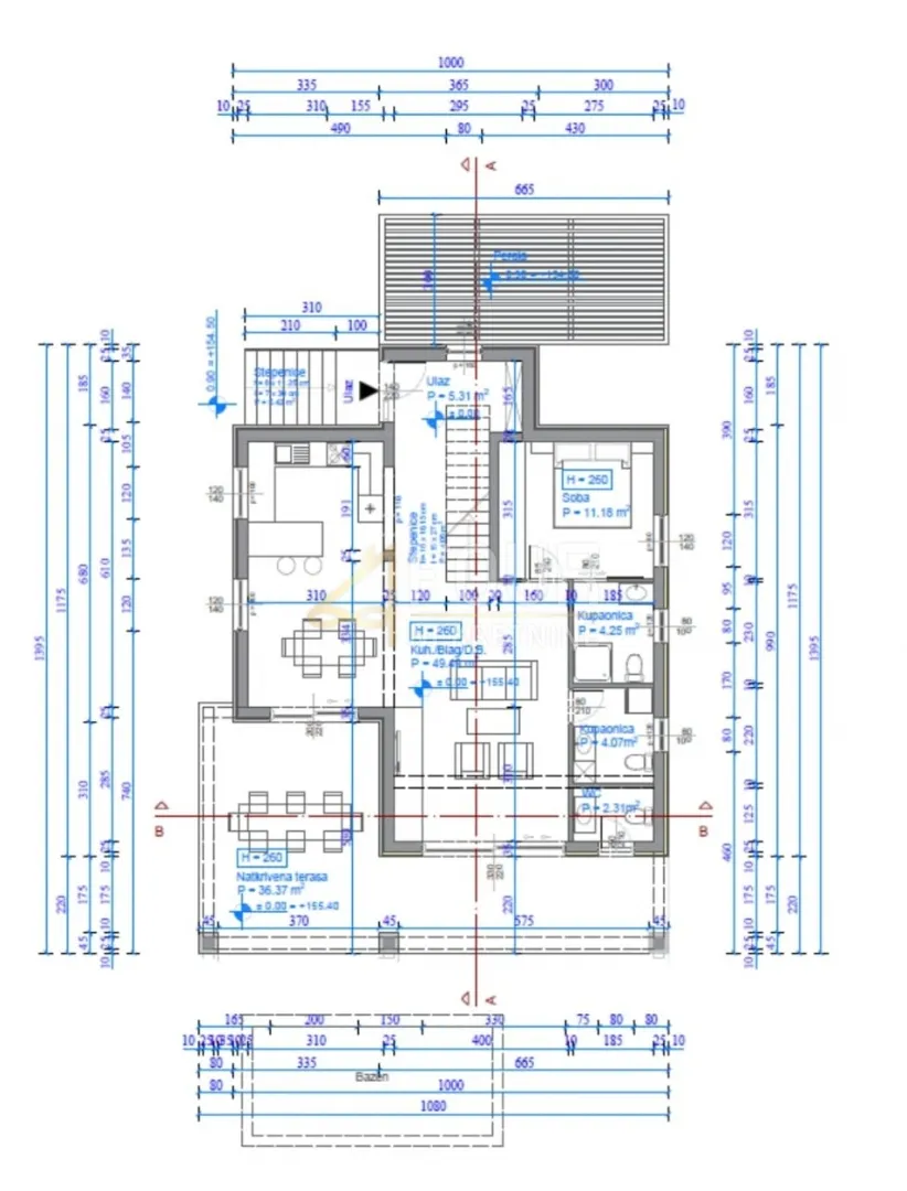 otok krk, milohnići, građevinsko zemljište 550m2, projekt kuće s bazenom - slika 2
