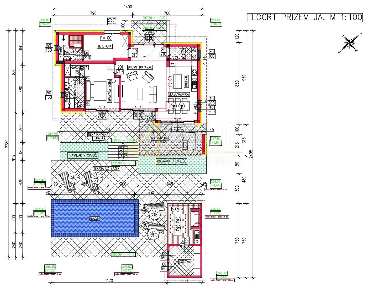 istra, labin - okolica, građevinsko zemljište s projektom za vilu s bazenom - slika 4