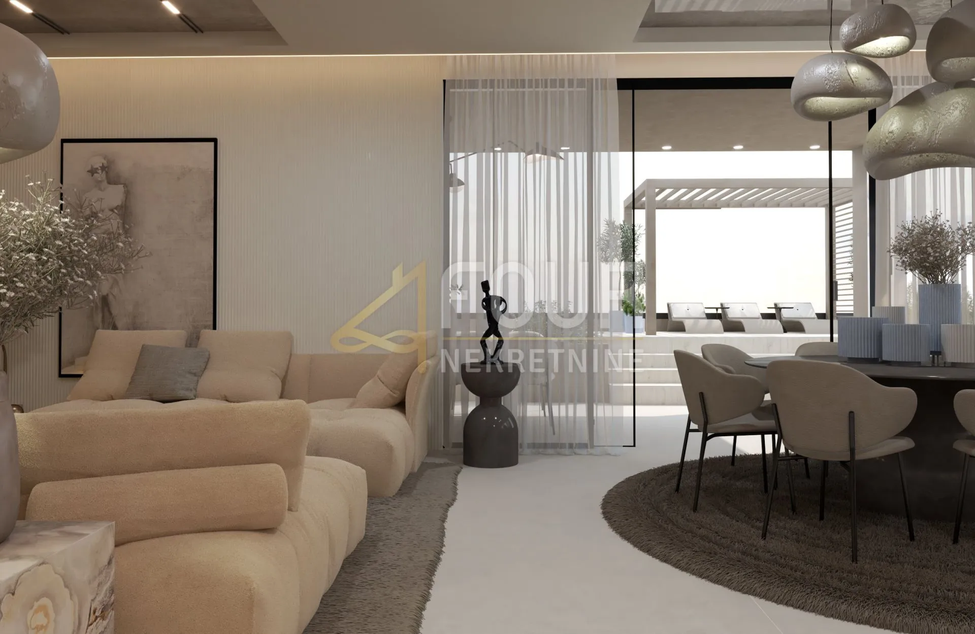 opatija, volosko, luksuzni dvoetažni stan s bazenom, 136.80m2, 4s+db, pogled na more - slika 3