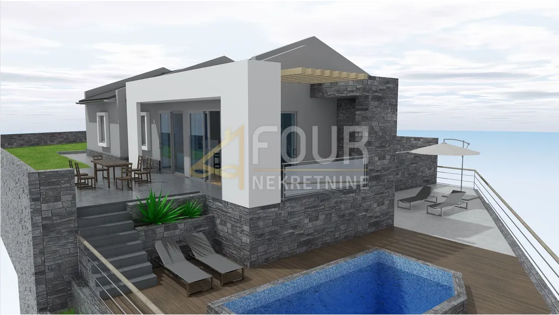 kastav, građevinsko zemljište, 615m2, projekt kuće s bazenom - slika 2