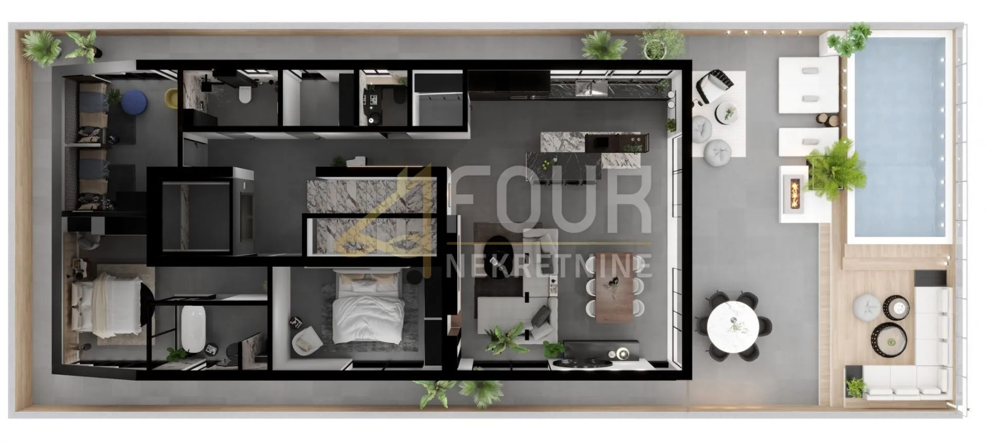 opatija, volosko, luksuzan penthouse, 178.98m2, 3s+db, pogled na more - slika 8