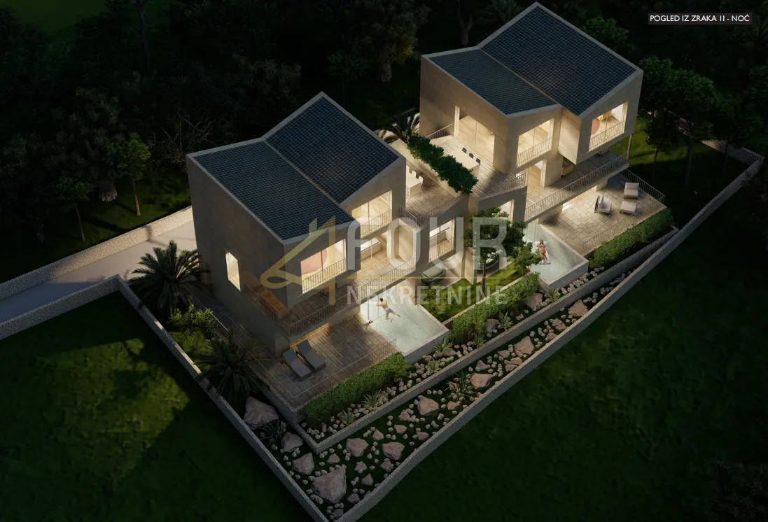 otok krk, soline - okolica, 230m2, višeetažni stan u naravi dvojna kuća s bazenom - slika 2