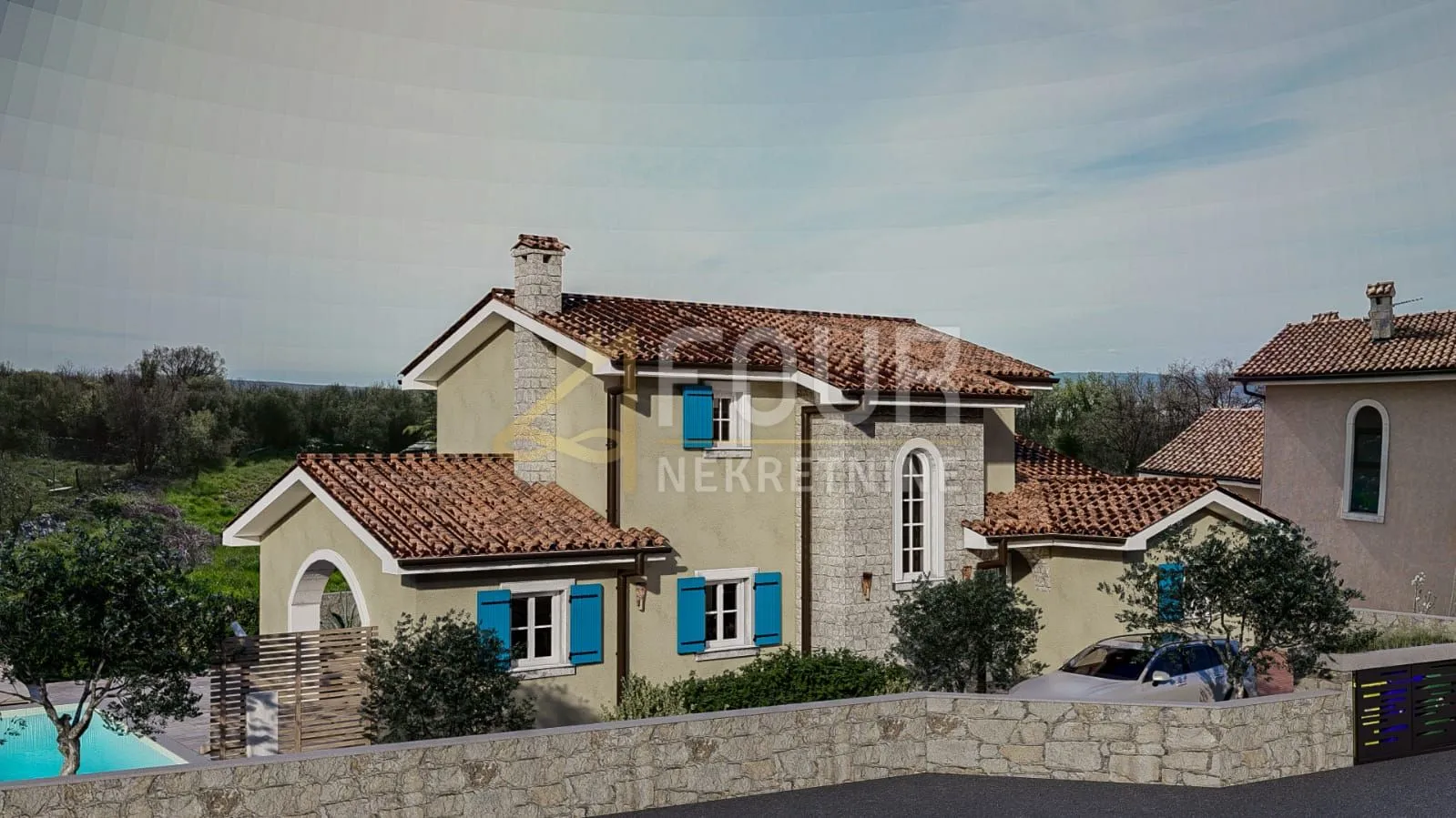 otok krk, malinska okolica, mediteranska vila s bazenom i pogledom na more - slika 4