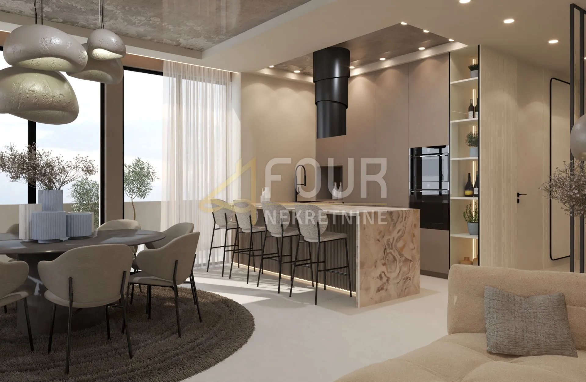 Opatija, Volosko, luksuzni dvoetažni stan s bazenom, 136.80m2, 4s+db, pogled na more