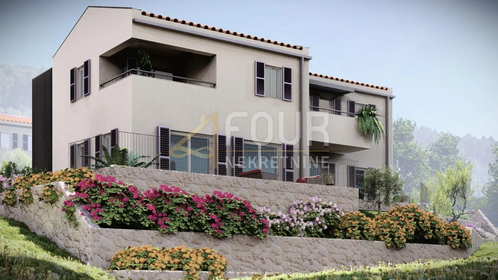 Otok Cres, Cres, moderna novogradnja, 119.92m2, 3s+db, pogled na more