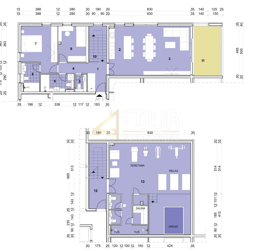 opatija, volosko, luksuzni dvoetažni stan, 144.79m2, 3s+db, terasa, pogled na more - slika 10