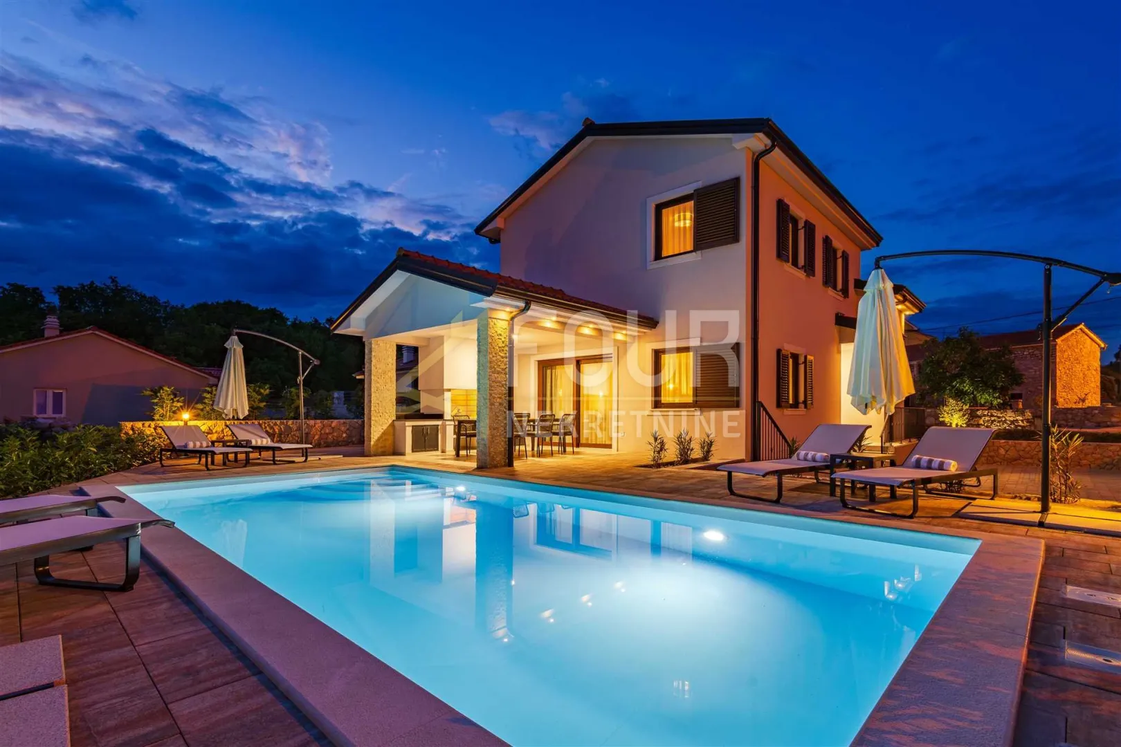 otok krk, dobrinj - okolica, dizajnerska vila s bazenom - slika 2