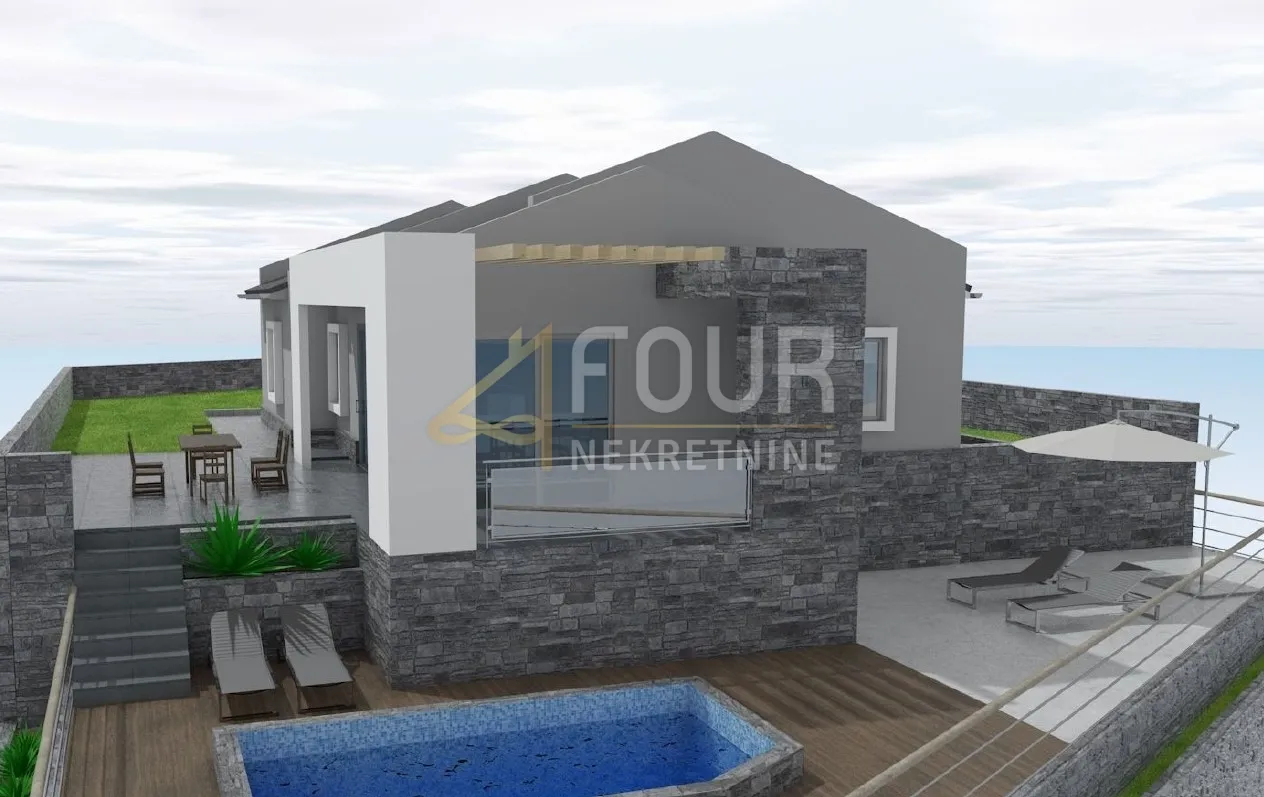 kastav, građevinsko zemljište, 615m2, projekt kuće s bazenom - slika 4