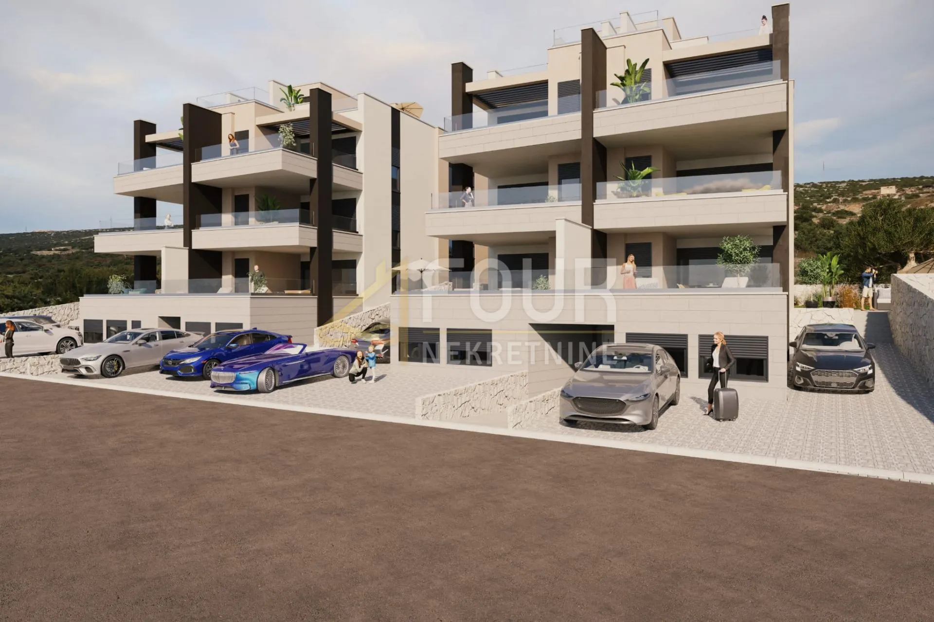 Otok Pag, Šimuni, stan u novogradnji, 108.87m2, 2s+db