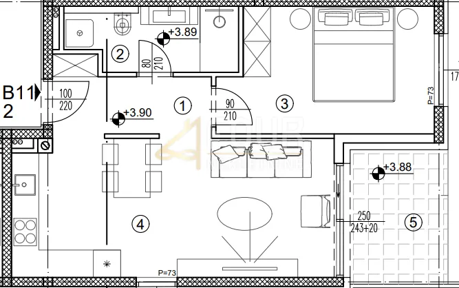 rijeka, srdoči, novogradnja, 1s+db, lođa, terasa - slika 2
