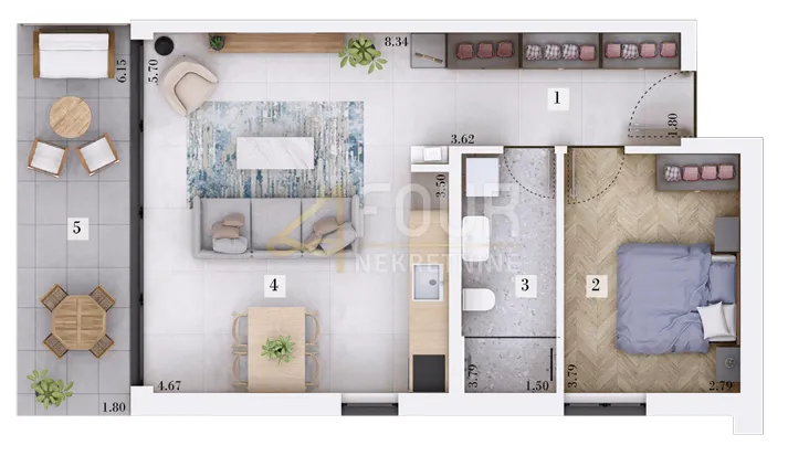 istra, rovinj - okolica, moderna novogradnja, 58.32m2, 1s+db - slika 11
