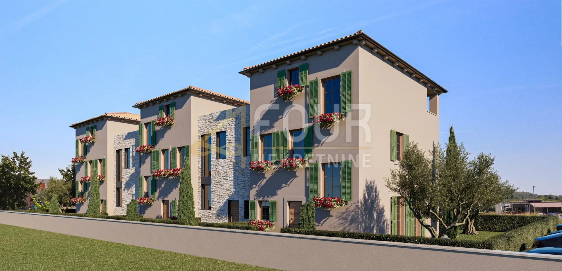 Istra, Poreč, moderan projekt, kuća u nizu s okućnicom