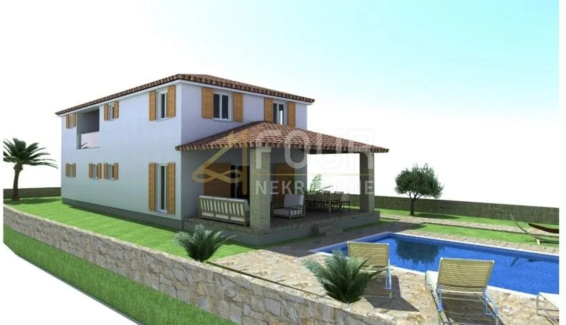 Istra, Barban- okolica, građevinsko zemljište 784m2 s projektom za kuću s bazenom