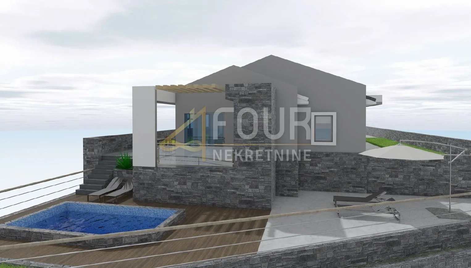kastav, građevinsko zemljište, 615m2, projekt kuće s bazenom - slika 3