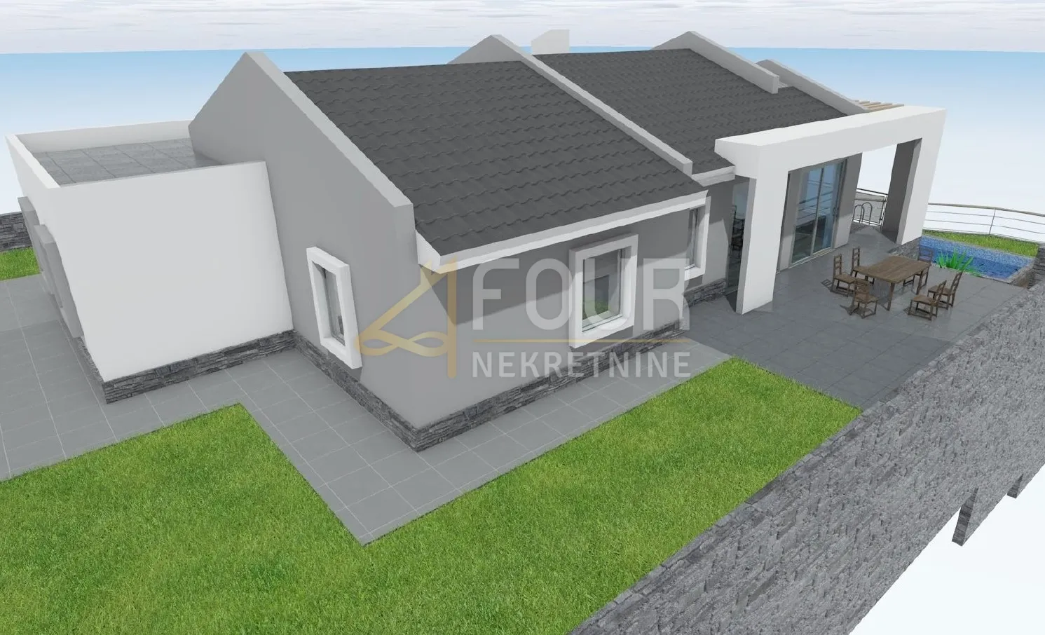 kastav, građevinsko zemljište, 615m2, projekt kuće s bazenom - slika 5