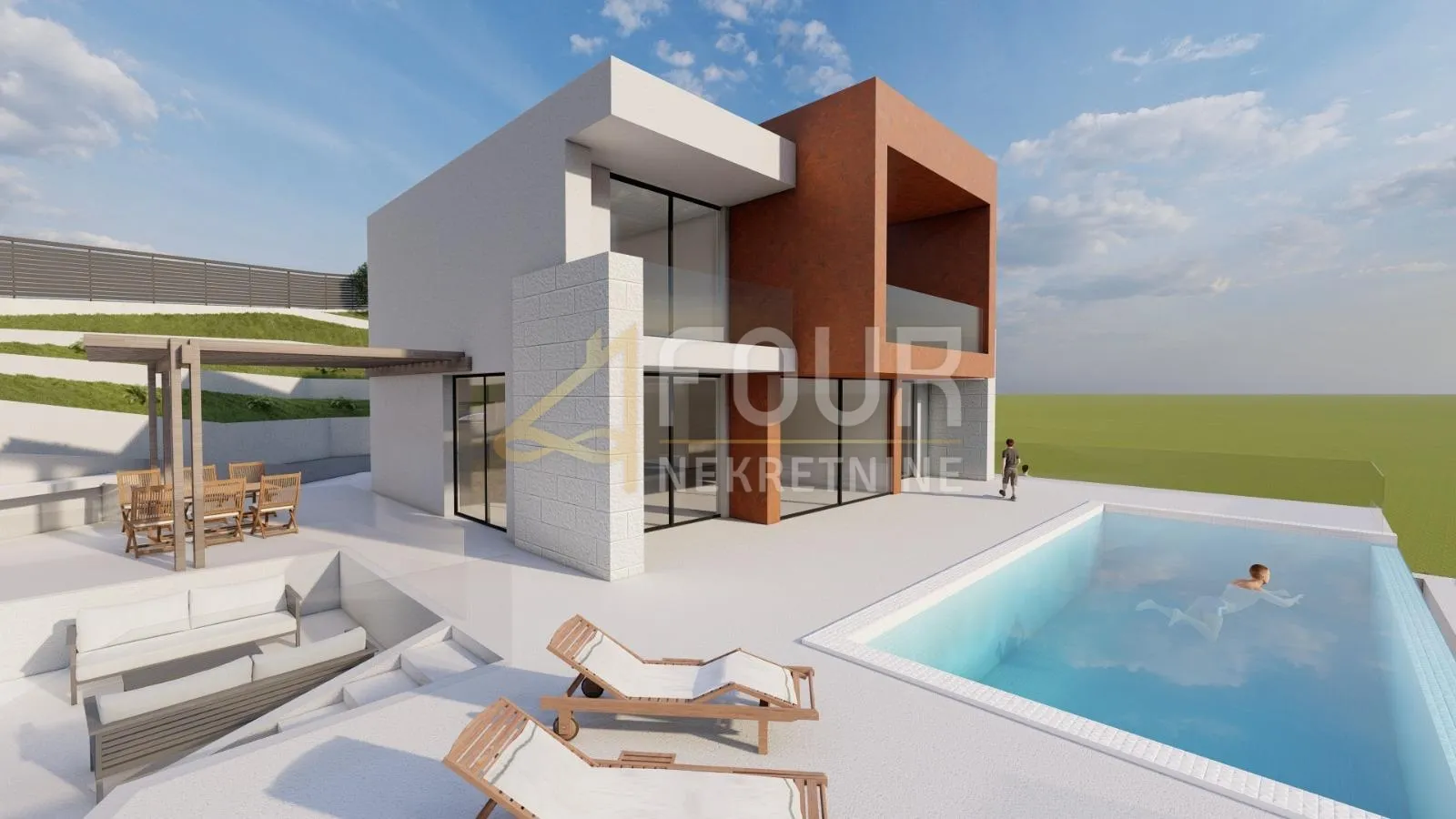 istra, buzet, 2.068m2 zemljište s projektom za modernu vilu s bazenom - slika 2