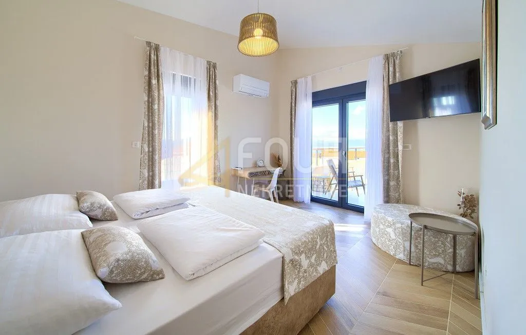 otok krk, malinska - okolica, novogradnja, vila s bazenom, panoramski pogled na more - slika 13