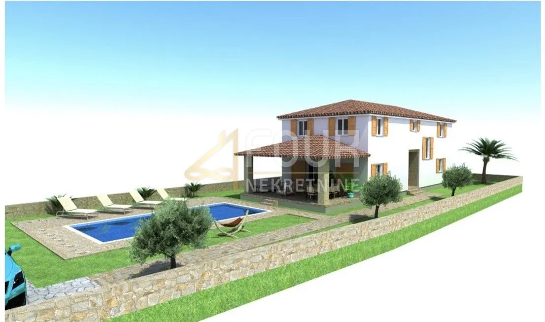 istra, barban- okolica, građevinsko zemljište 784m2 s projektom za kuću s bazenom - slika 2