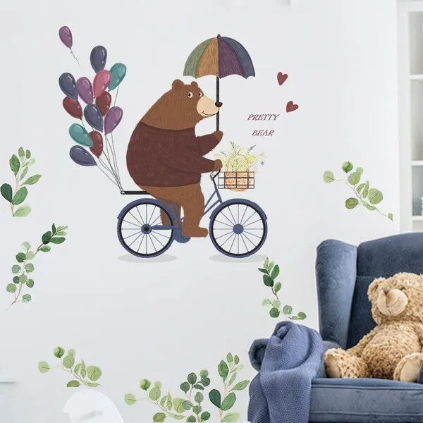 Zidna naljepnica Bear riding bicycle - Zagreb, Novi Zagreb - istok