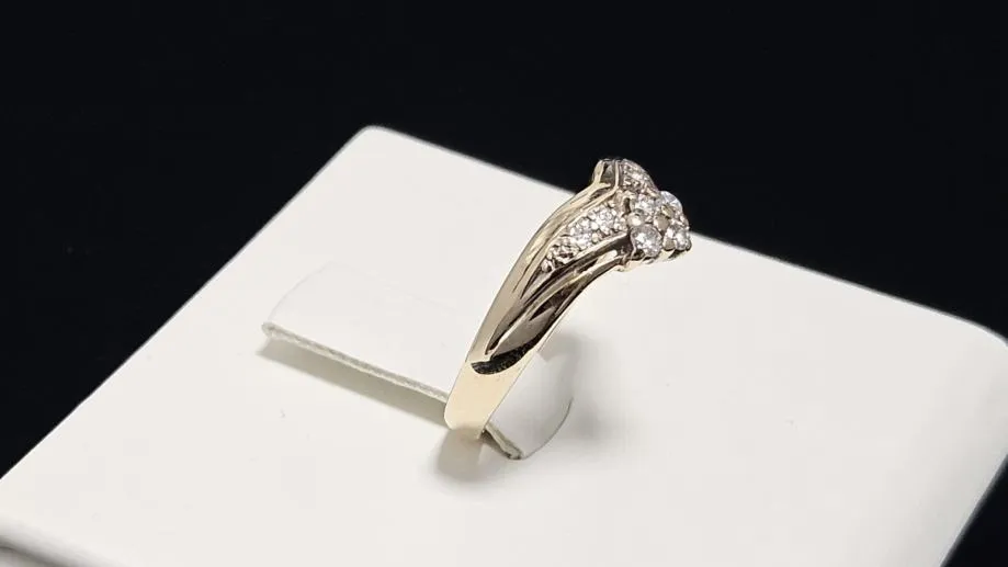 zlatni prsten s dijamantima 0.12ct 14k / r1, rate ! - slika 2